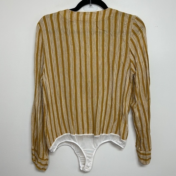Intimately Free People Oh Boy Bodysuit Yellow Stripe Medium - Picture 4 of 5